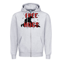 Heather Grey free hugs Zipper Hoodie - MaliasSmallBusiness