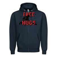 Navy free hugs Zipper Hoodie - MaliasSmallBusiness