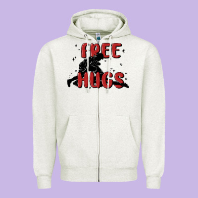 Free Hugs Zipper Hoodie Designed By Maliassmallbusiness