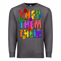 Charcoal Heather They Them Their Pride LGBTQ Premium Sweatshirt - BundleAndBundleShop