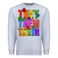 Heather Grey They Them Their Pride LGBTQ Premium Sweatshirt - BundleAndBundleShop