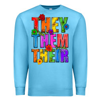 Ocean Blue They Them Their Pride LGBTQ Premium Sweatshirt - BundleAndBundleShop