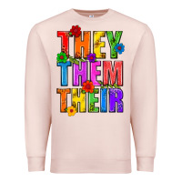 Pale Pink They Them Their Pride LGBTQ Premium Sweatshirt - BundleAndBundleShop