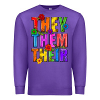 Purple They Them Their Pride LGBTQ Premium Sweatshirt - BundleAndBundleShop