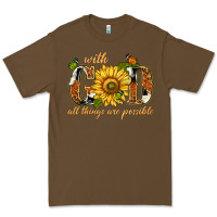 Cacao With god all things are possible with sunflower Premium Tee - texasbilliewilder