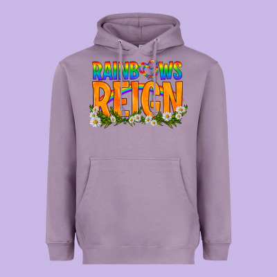 Lgbtq+ Rainbows Reign Heavyweight Hoodie Designed By Bundleandbundleshop