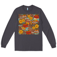 Smoke pumpkin plaid sunflower seamless min Long Sleeve Tee - AdoDesignShop