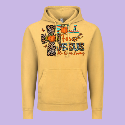 Fall For Jesus He Never Leaves Vintage Hoodie Designed By Cowhidedigitalart