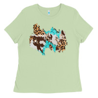 Matcha cowhide leopard turquoise patch Ladies Tee - AdoDesignShop