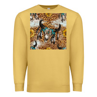 Antique Gold Western Bull Skull And Sunflowers With Leopard Seamless Pattern Premium Sweatshirt - BundleAndBundleShop