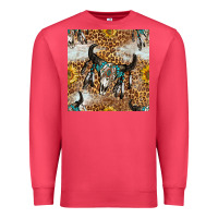 Cardinal Western Bull Skull And Sunflowers With Leopard Seamless Pattern Premium Sweatshirt - BundleAndBundleShop