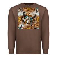 Chestnut Western Bull Skull And Sunflowers With Leopard Seamless Pattern Premium Sweatshirt - BundleAndBundleShop