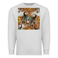 Dove Grey Western Bull Skull And Sunflowers With Leopard Seamless Pattern Premium Sweatshirt - BundleAndBundleShop