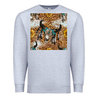 Heather Grey Western Bull Skull And Sunflowers With Leopard Seamless Pattern Premium Sweatshirt - BundleAndBundleShop