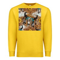 Lemon Western Bull Skull And Sunflowers With Leopard Seamless Pattern Premium Sweatshirt - BundleAndBundleShop