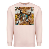 Pale Pink Western Bull Skull And Sunflowers With Leopard Seamless Pattern Premium Sweatshirt - BundleAndBundleShop