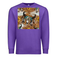 Purple Western Bull Skull And Sunflowers With Leopard Seamless Pattern Premium Sweatshirt - BundleAndBundleShop