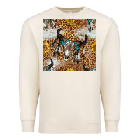 Sandshell Western Bull Skull And Sunflowers With Leopard Seamless Pattern Premium Sweatshirt - BundleAndBundleShop