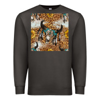 Smoke Western Bull Skull And Sunflowers With Leopard Seamless Pattern Premium Sweatshirt - BundleAndBundleShop
