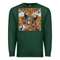 Sports Green Western Bull Skull And Sunflowers With Leopard Seamless Pattern Premium Sweatshirt - BundleAndBundleShop