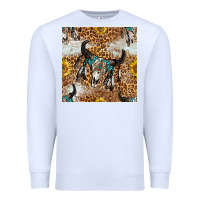 White Western Bull Skull And Sunflowers With Leopard Seamless Pattern Premium Sweatshirt - BundleAndBundleShop