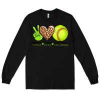 Black peace love softball Long Sleeve Tee - AdoDesignShop