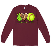 Burgundy peace love softball Long Sleeve Tee - AdoDesignShop