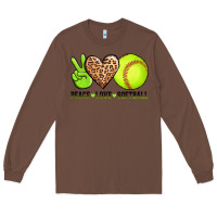 Chestnut peace love softball Long Sleeve Tee - AdoDesignShop