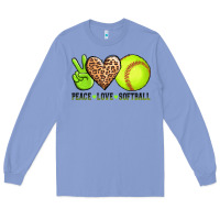 Colony Blue peace love softball Long Sleeve Tee - AdoDesignShop
