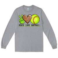 Heather Grey peace love softball Long Sleeve Tee - AdoDesignShop