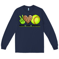 Navy peace love softball Long Sleeve Tee - AdoDesignShop