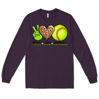 Plum peace love softball Long Sleeve Tee - AdoDesignShop
