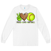White peace love softball Long Sleeve Tee - AdoDesignShop