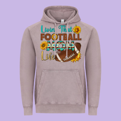 Livin' That Football Mom Life Vintage Hoodie Designed By Hra Design Shop