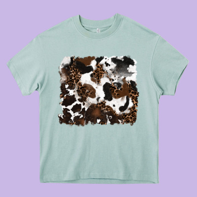 Heavy Core Tee leopard cowhide background