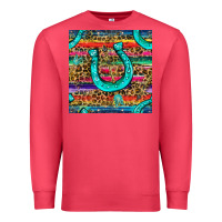 Cardinal Western Horseshoe And Arrow With Leopard And Serape Seamless Pattern Premium Sweatshirt - BundleAndBundleShop