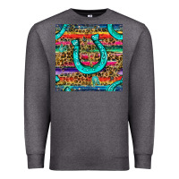 Charcoal Heather Western Horseshoe And Arrow With Leopard And Serape Seamless Pattern Premium Sweatshirt - BundleAndBundleShop