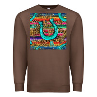 Chestnut Western Horseshoe And Arrow With Leopard And Serape Seamless Pattern Premium Sweatshirt - BundleAndBundleShop