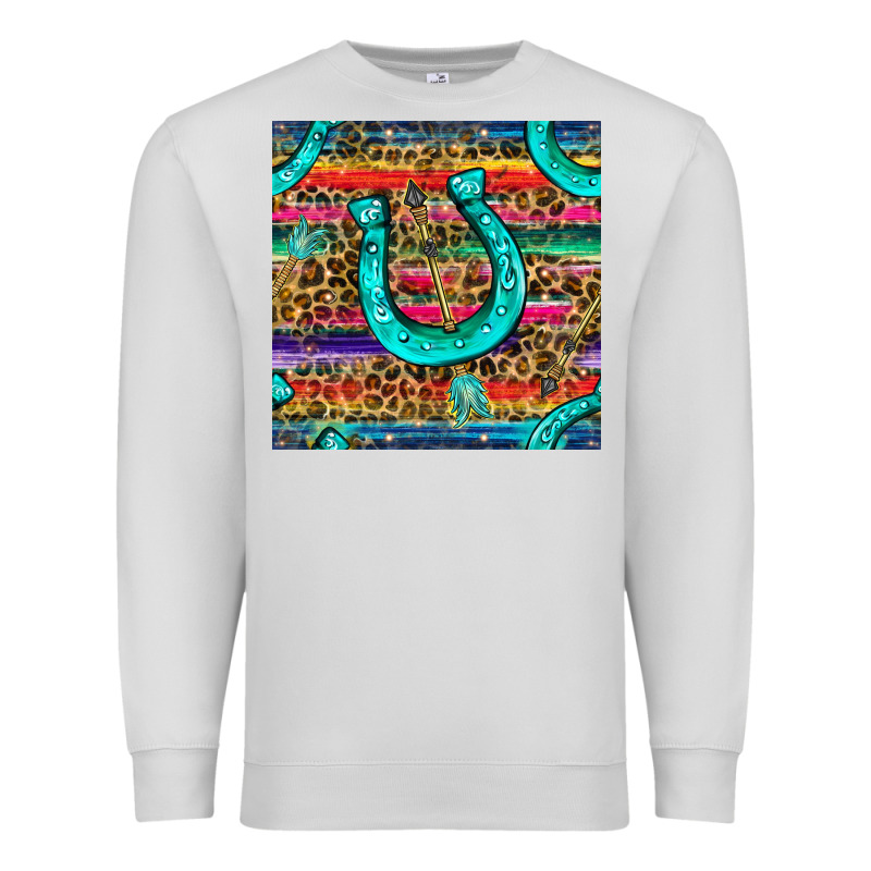 Western Horseshoe And Arrow With Leopard And Serape Seamless Pattern Premium Sweatshirt by BundleAndBundleShop | Teevron