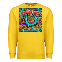 Lemon Western Horseshoe And Arrow With Leopard And Serape Seamless Pattern Premium Sweatshirt - BundleAndBundleShop