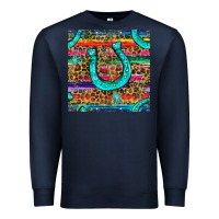 Navy Western Horseshoe And Arrow With Leopard And Serape Seamless Pattern Premium Sweatshirt - BundleAndBundleShop