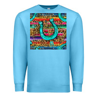 Ocean Blue Western Horseshoe And Arrow With Leopard And Serape Seamless Pattern Premium Sweatshirt - BundleAndBundleShop