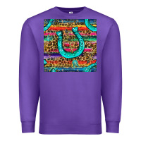 Purple Western Horseshoe And Arrow With Leopard And Serape Seamless Pattern Premium Sweatshirt - BundleAndBundleShop