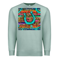 Seafoam Western Horseshoe And Arrow With Leopard And Serape Seamless Pattern Premium Sweatshirt - BundleAndBundleShop