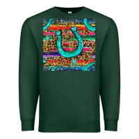 Sports Green Western Horseshoe And Arrow With Leopard And Serape Seamless Pattern Premium Sweatshirt - BundleAndBundleShop