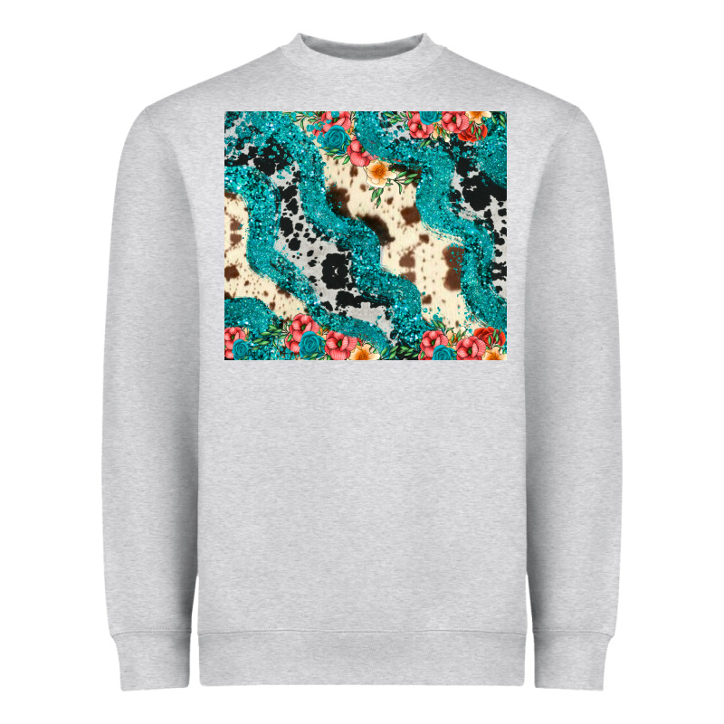 Turquoise Glitter Cowhide Heavyweight Sweatshirt by JahusDesignShop | Teevron