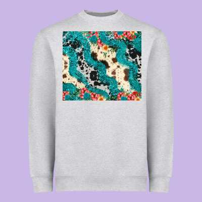 Turquoise Glitter Cowhide Heavyweight Sweatshirt Designed By Jahusdesignshop
