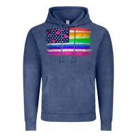 Vintage Denim american flag and lgbt flag  background Vintage Hoodie - HRA Design Shop