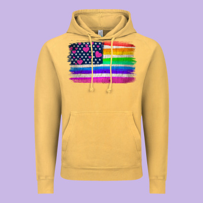 American Flag And Lgbt Flag  Background Vintage Hoodie Designed By Hra Design Shop