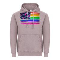 Vintage Zinc american flag and lgbt flag  background Vintage Hoodie - HRA Design Shop